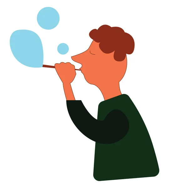Un ragazzo che soffia una bolla, illustrazione a colori vettoriale . — Vettoriale Stock