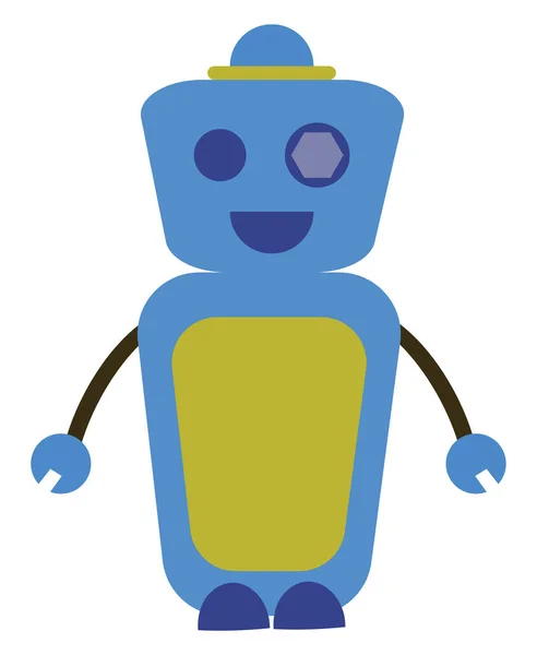 En lycklig blå robot, vektor färg illustration. — Stock vektor