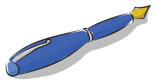 Pluma estilográfica azul, ilustración de color vectorial . — Vector de stock