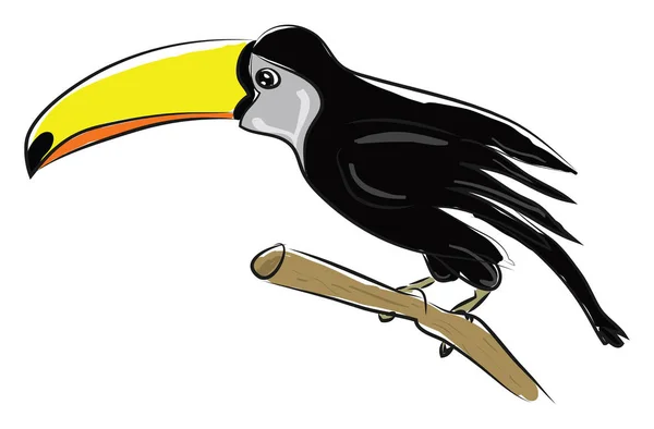 Ptak z długim żółtym dziobem, ilustracja kolor wektor. — Wektor stockowy