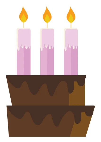 Ροζ κεριά σε ένα κέικ, απεικόνιση διανυσματικών χρωμάτων. — Διανυσματικό Αρχείο