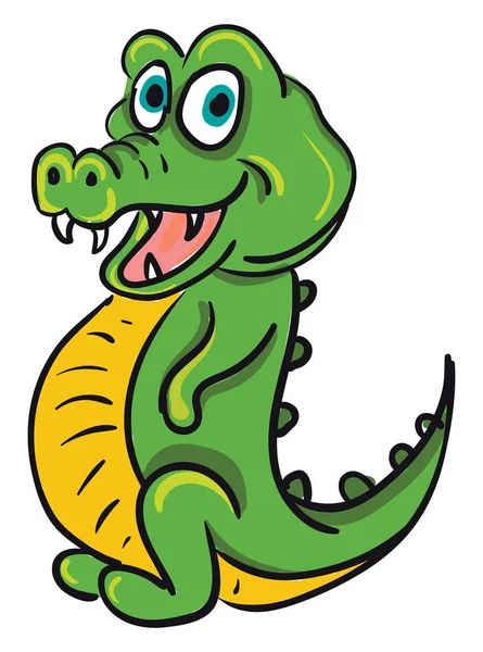 Un crocodile vert heureux, illustration vectorielle de couleur . — Image vectorielle