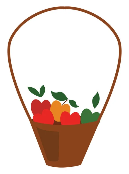 Un panier de pommes, illustration vectorielle de couleur . — Image vectorielle