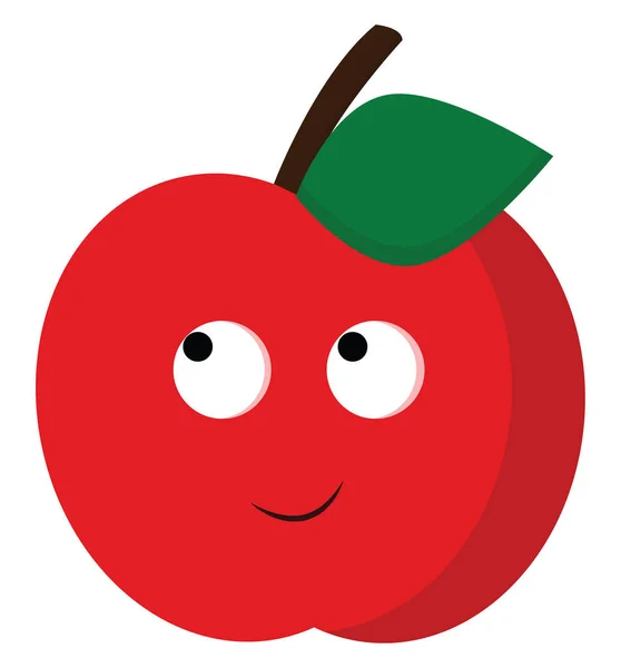 A happy red apple, vector color illustration. — Stock Vector
