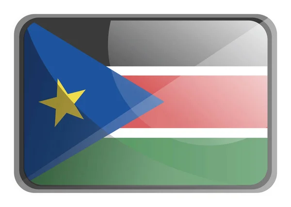 Ilustração vetorial da bandeira do Sudão do Sul sobre fundo branco . — Vetor de Stock