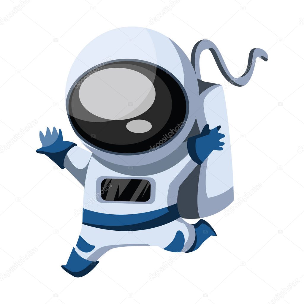 Happy running astronaut vecto illustration on white background.