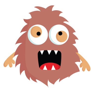 Beyaz artalan kahverengi çılgın tüylü canavar vektör illüstrasyon