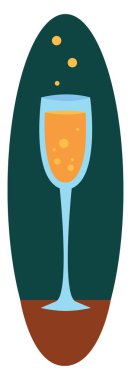 Koyu mavi-yeşil tutulması vektör illüstrasyon o şampanya cam