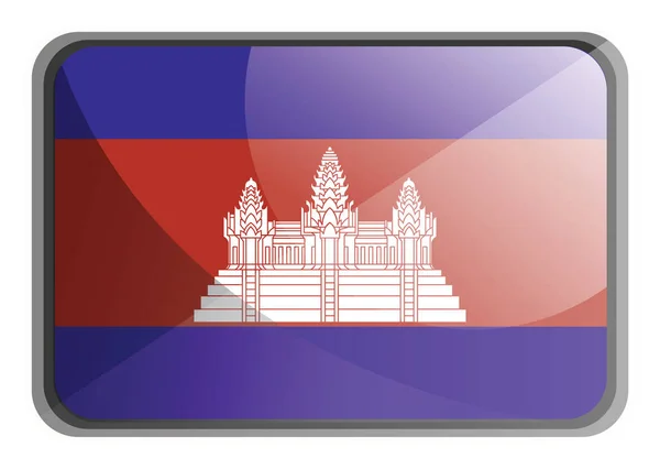 Ilustração vetorial da bandeira do Camboja sobre fundo branco . — Vetor de Stock