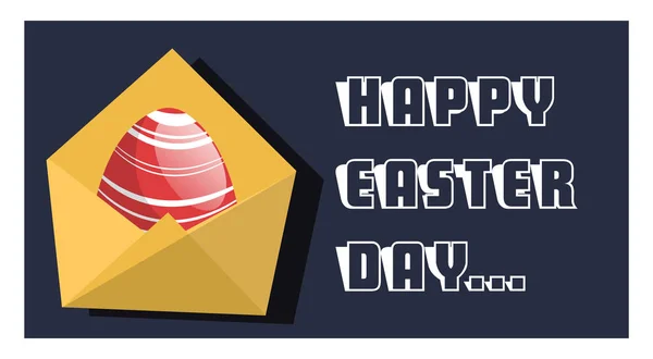 Happy Easter day card with red egg illustration web vector on a — Stock Vector