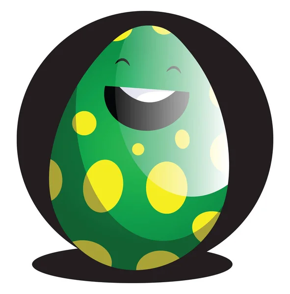 Uovo di Pasqua verde davanti al cerchio nero illustrazione web vecto — Vettoriale Stock