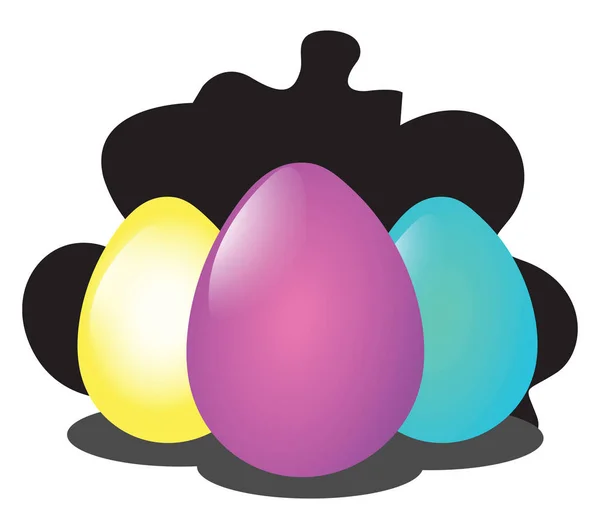 Yellow pink and blue Easter eggs illustration web vector on a wh — Stock Vector