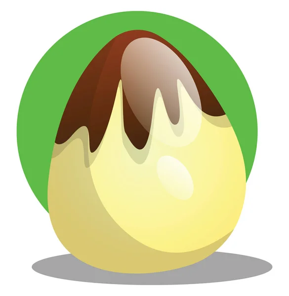 Шоколадне пасхальне яйце перед зеленим колом ілюстрація Web v — стоковий вектор