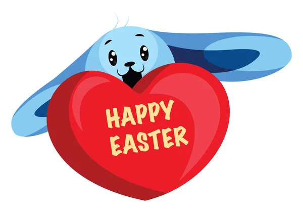 Blue Easter bunny wishing happy easter illustration web vector o — Stock Vector