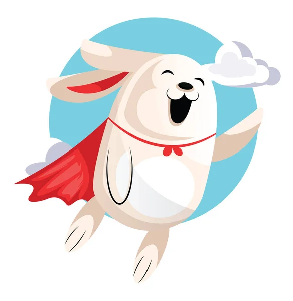 Superhero easter bunny flying in clouds illustration web vector — Stock Vector