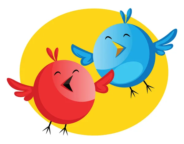 Смішний синьо-червоний птах співає Великодню пісню ілюстрація веб вектор — стоковий вектор