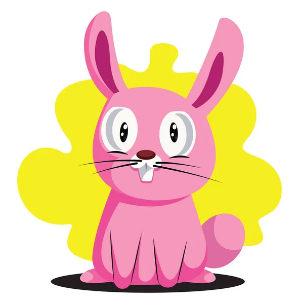 Funny pink Easter bunny with big teeth illustration web vector o — Stock Vector