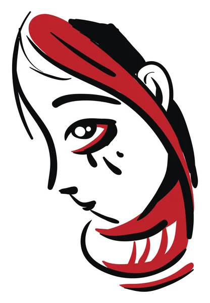 Плачущая рыжая голова девушка векторная иллюстрация на белом фоне . — стоковый вектор