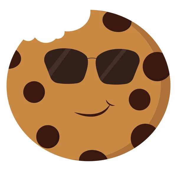 Cool Choclate Chip Cookie mit Sonnenbrille Vektor Illustration auf — Stockvektor