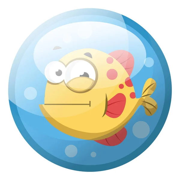 Cartone animato personaggio di un pesce rosso e giallo nel vettore acqua i — Vettoriale Stock