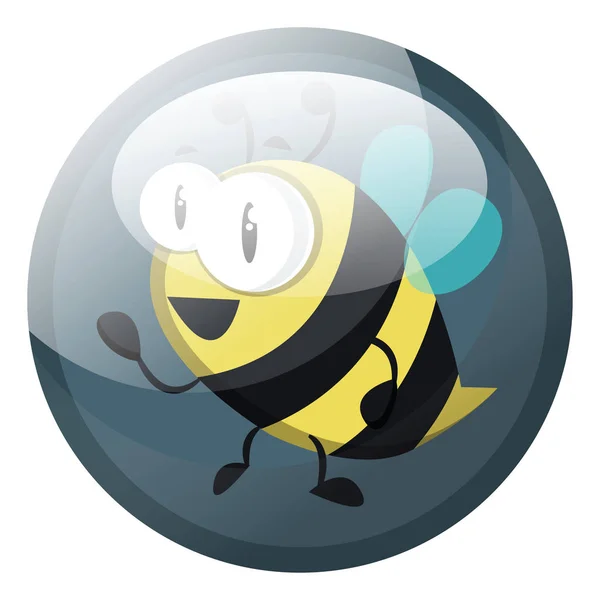 Мультяшний персонаж бджоли Векторні ілюстрації в сіро-блакитному колі — стоковий вектор