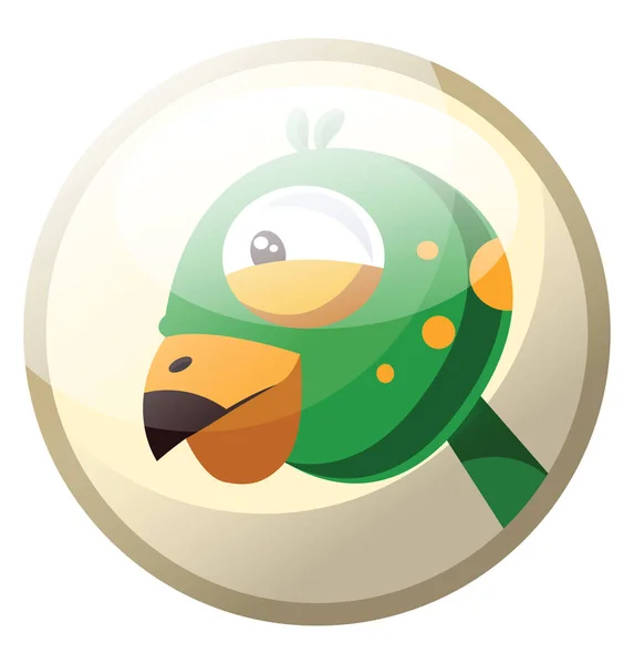 Χαρακτήρας κινουμένων σχεδίων ενός πράσινου κεφαλιού πουλιού με κίτρινο διάνυσμα — Διανυσματικό Αρχείο