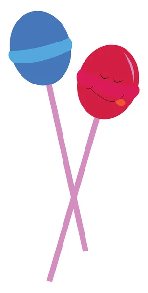 PrintBlue y rosa lollipops vector ilustración en blanco backgr — Vector de stock