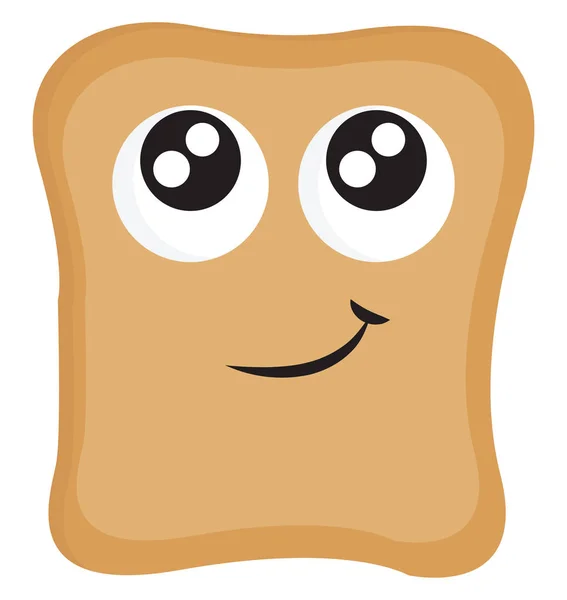 Chleb kawałek z dużymi oczami i sfrezowanie usta wektor ilustracji — Wektor stockowy