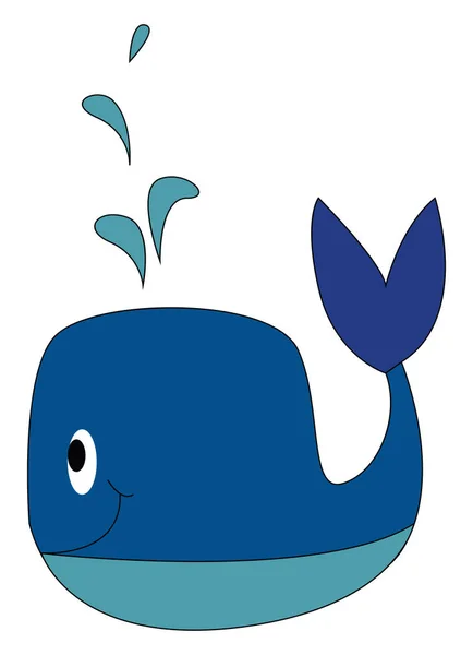 Illustration vectorielle sourire baleine bleue sur fond blanc . — Image vectorielle