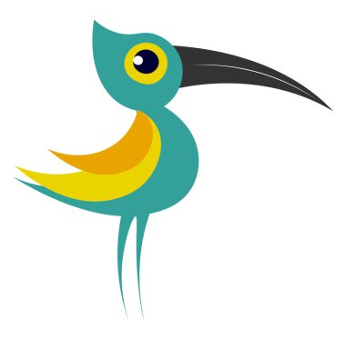 Beyaz arka planda küçük yeşil kuş vektör illüstrasyon