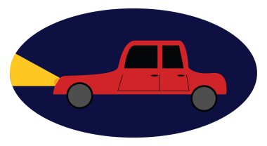 Mavi arka planda ışıklar onıllustration vektör ile kırmızı araba