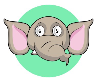 Beyaz arka planda gri karikatür fil vektör illüstrasyon