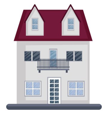 Beyaz arka planda kırmızı çatı vektör esnaf ile karikatür beyaz bina