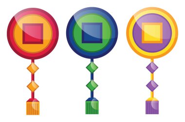 Üç farklı dekorasyon parçaları vektör illüstrasyon