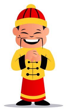 Beyaz arka planda karikatür Çinli adam vektör illüstrasyon