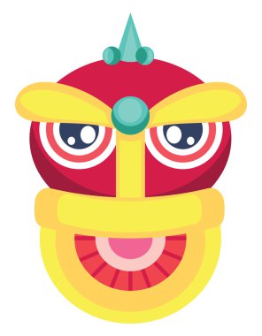 Beyaz arka planda Çin yeni yıl dekorasyon illüstrasyon vektör için Monster Head