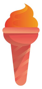 Beyaz arka planda turuncu dondurma vektör Illustration ile pembe koni