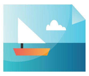 Beyaz bir arka planda denizin bir görüntünün Minimalistic vektör Illustration