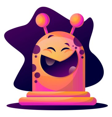 Beyaz arka planda mutlu karikatür pembe canavar vektör esnaf