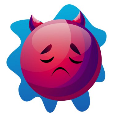 Beyaz arka planda sad mor karikatür canavar vektör esnaf