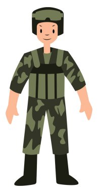 Beyaz bir arka planda Soldier karakter vektör illüstrasyon