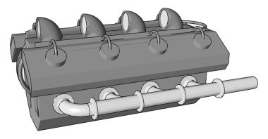 Vektör Illustration beyaz arka plan üzerinde soyut gri araba motoru