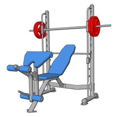 Beyaz arka planda ağırlıkları kaldırmak için bir spor salonu cihazının 3D vektör Illustration