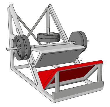 Beyaz arka planda ağırlık kaldırma için metal bir spor salonu cihazının 3D vektör Illustration