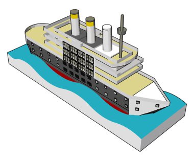 Bir deniz kruvazörü beyaz arka plan basit vektör Illustration