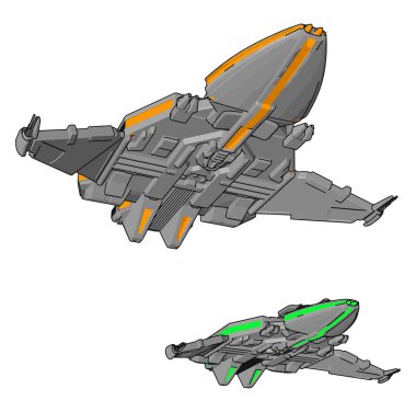 Fantezi spacecrafts vektör illüstrasyon olmayan beyaz arka plan