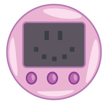 Tamagotchi veya bir el Japon dijital pet oyun vektör renk çizim veya illüstrasyon 