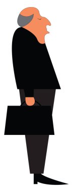 Evrak çantası vektör veya renk Illustration ile yaşlı bir adam