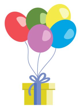 Balon ve hediye vektör veya renk Illustration ile Doğum günü