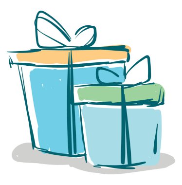 İki mavi hediye kutuları vektör veya renk illüstrasyon